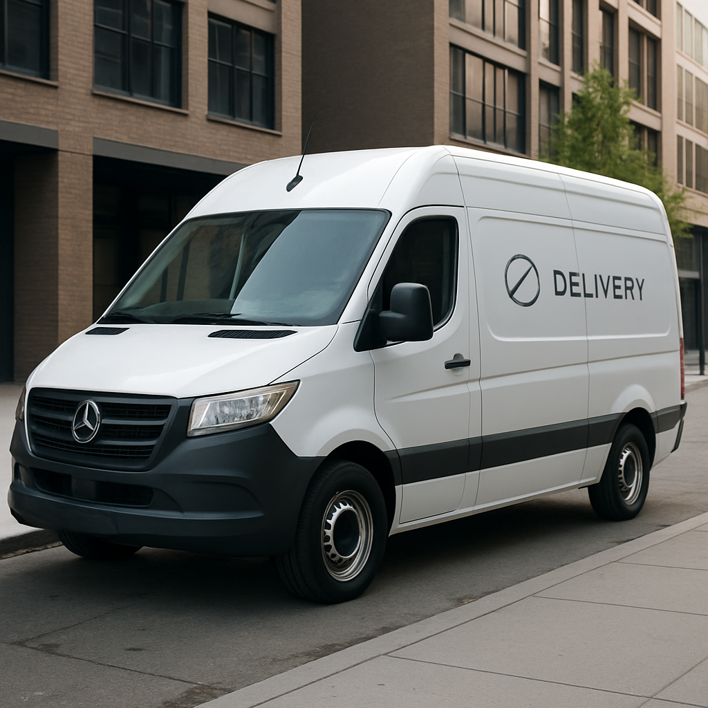 Distribution van at warehouse